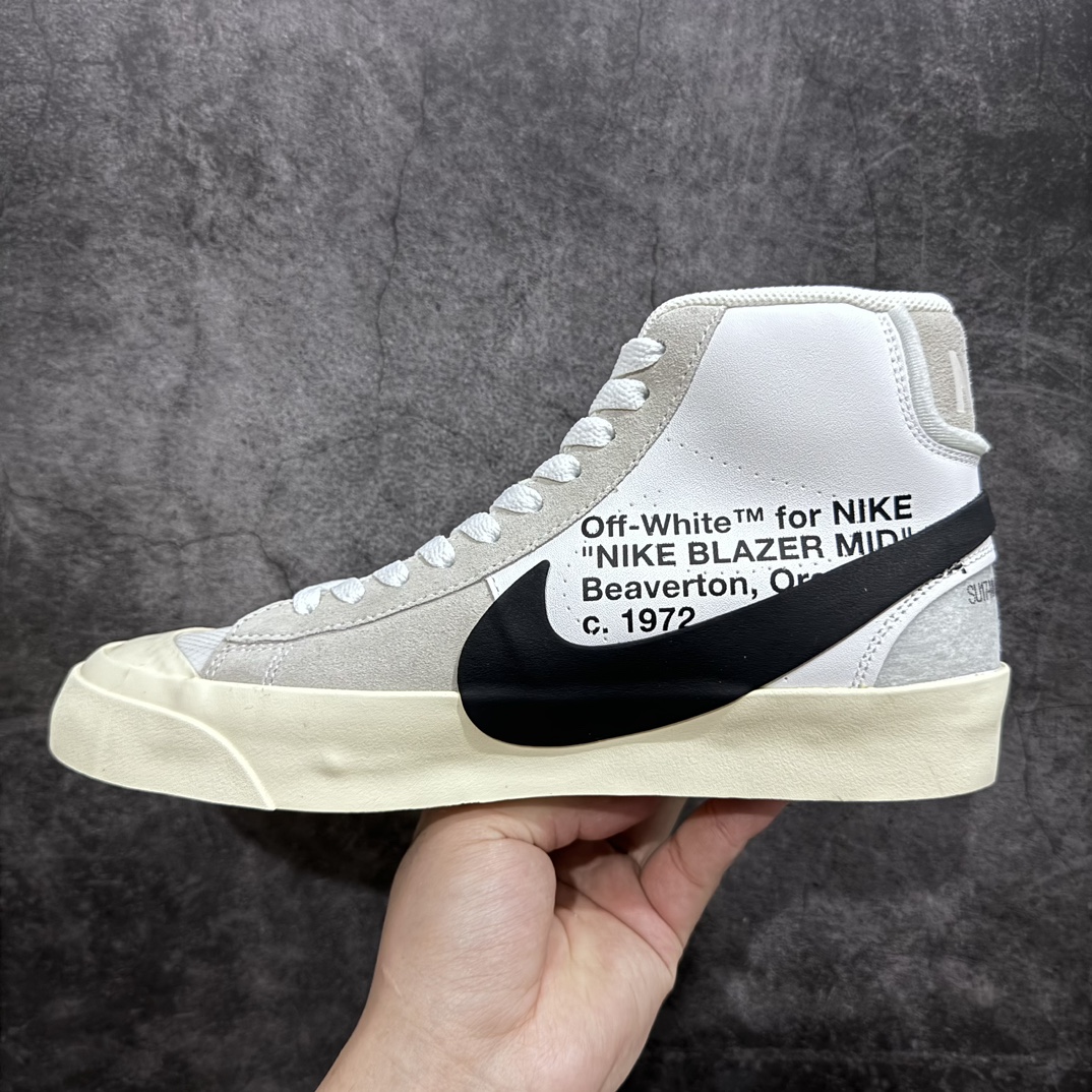 380 【全新Top版本】Off-White X Nike  Blazer Mid OW联名款开拓者高帮休闲板鞋 白色 AA3832-100