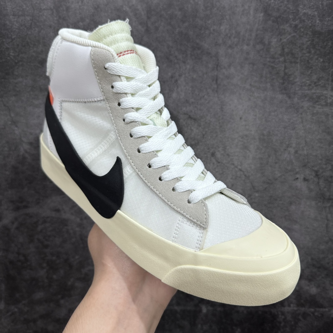 380 【全新Top版本】Off-White X Nike  Blazer Mid OW联名款开拓者高帮休闲板鞋 白色 AA3832-100