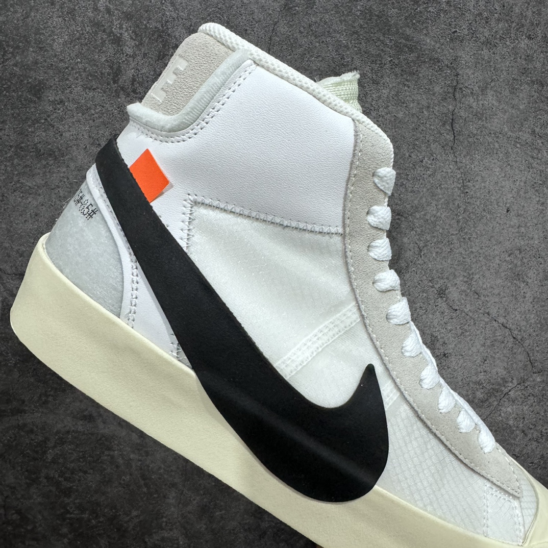 380 【全新Top版本】Off-White X Nike  Blazer Mid OW联名款开拓者高帮休闲板鞋 白色 AA3832-100