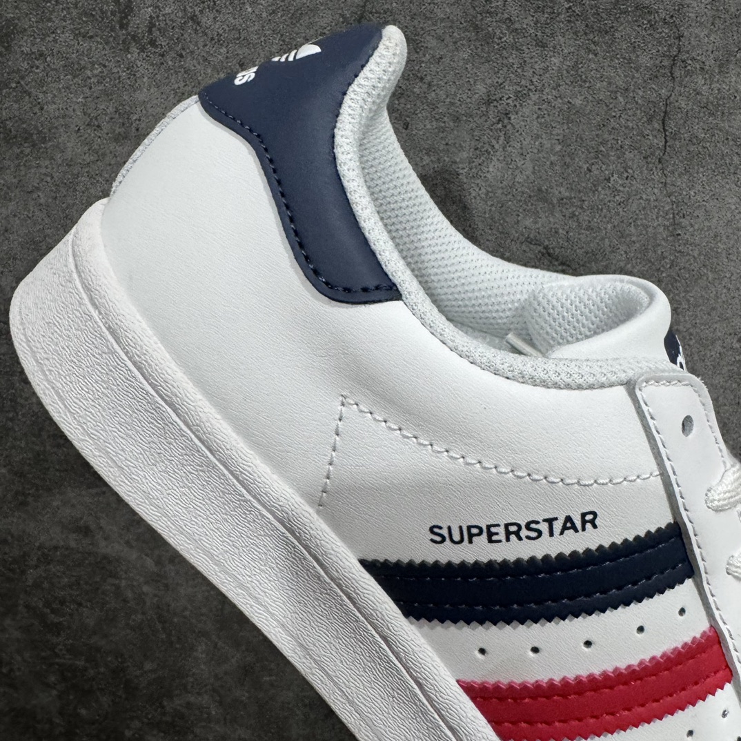 180 【渠道最强版】 Adidas   Originals Superstar 经典贝壳头休闲板鞋 深蓝红FX2328