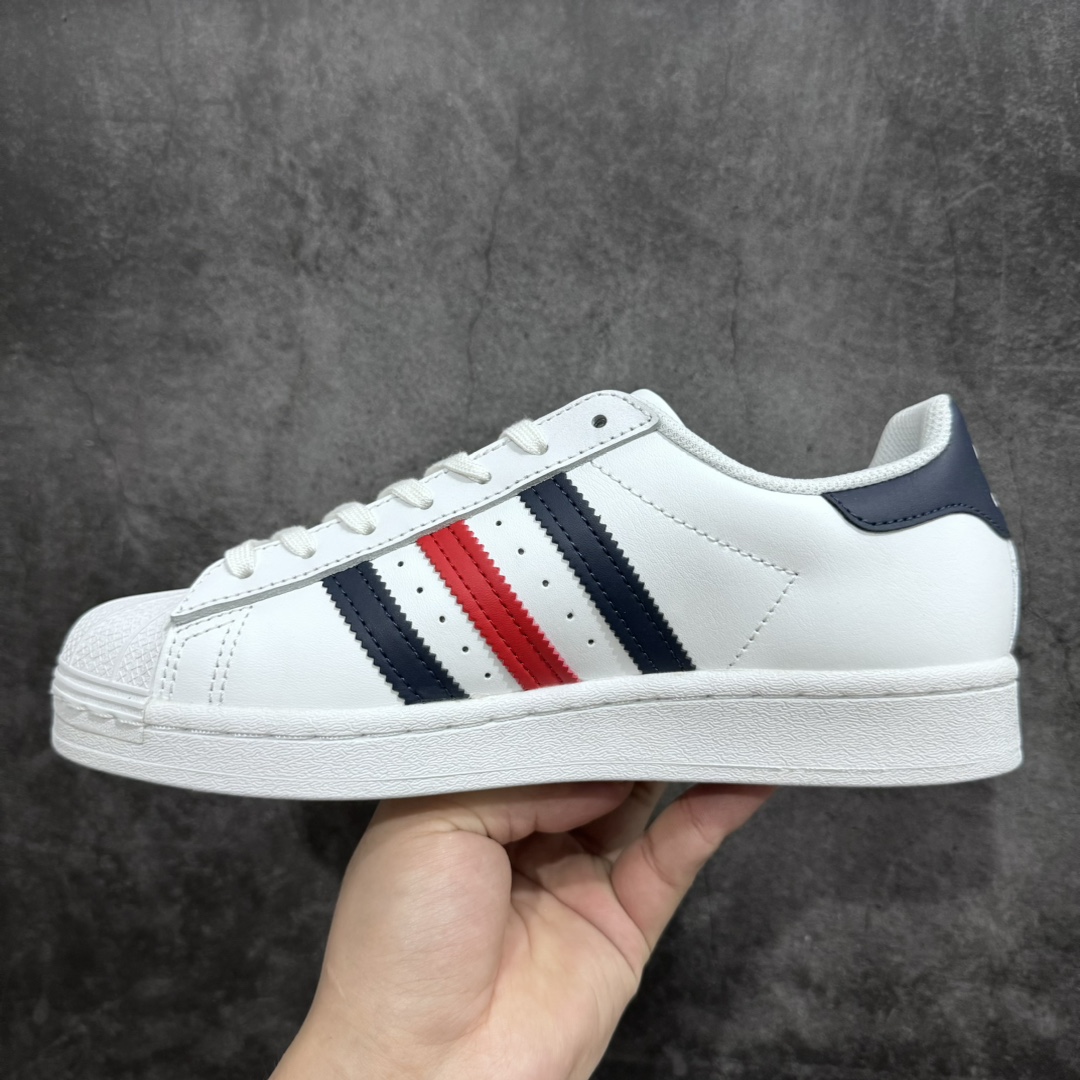 180 【渠道最强版】 Adidas   Originals Superstar 经典贝壳头休闲板鞋 深蓝红FX2328