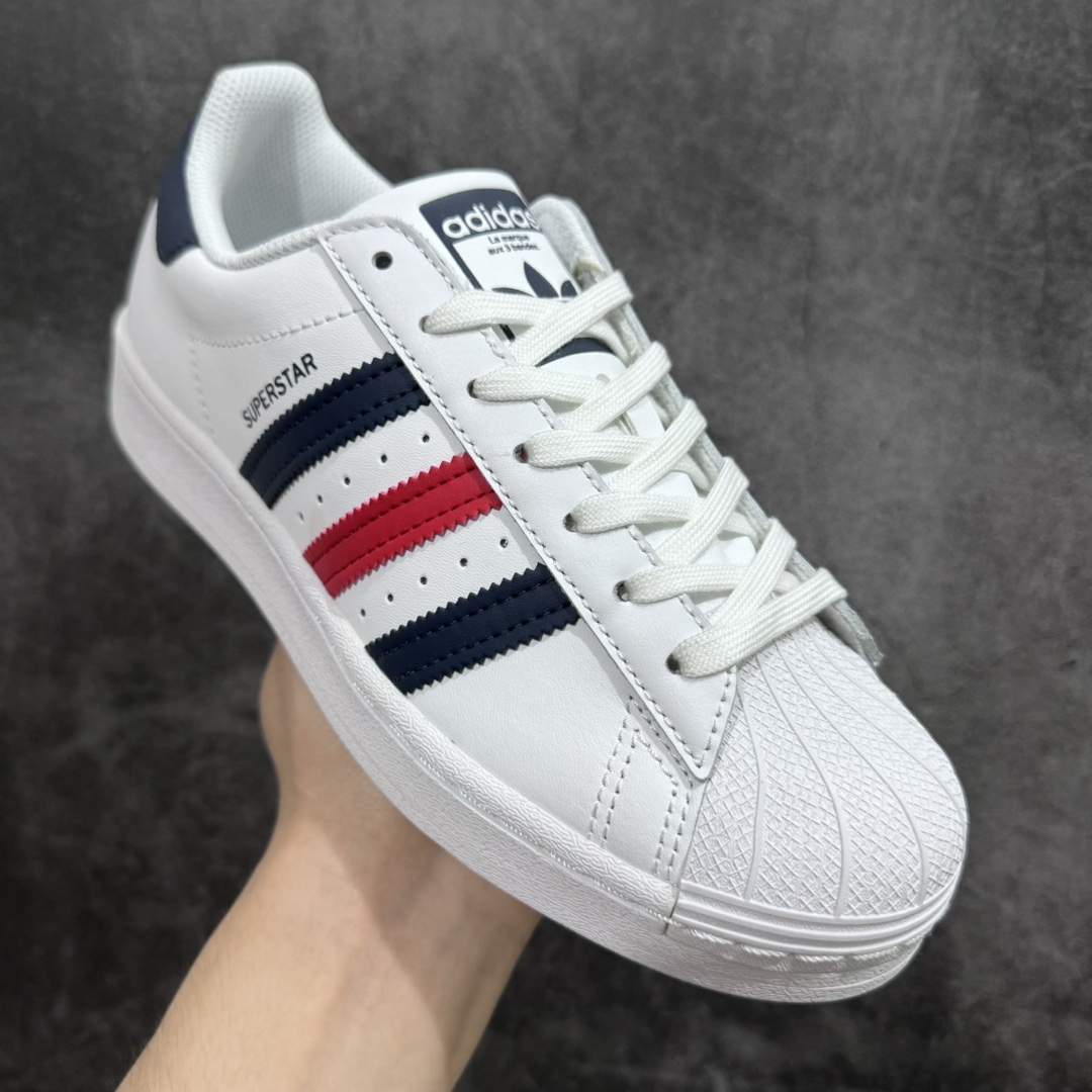 180 【渠道最强版】 Adidas   Originals Superstar 经典贝壳头休闲板鞋 深蓝红FX2328