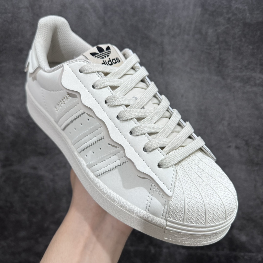 180 【渠道最强版】 Adidas   Originals Superstar 经典贝壳头休闲板鞋 奶油白GW4441