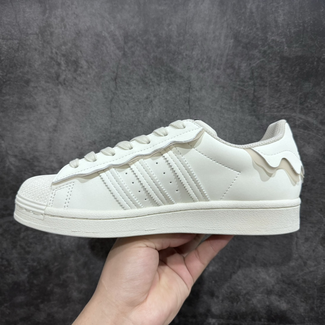 180 【渠道最强版】 Adidas   Originals Superstar 经典贝壳头休闲板鞋 奶油白GW4441