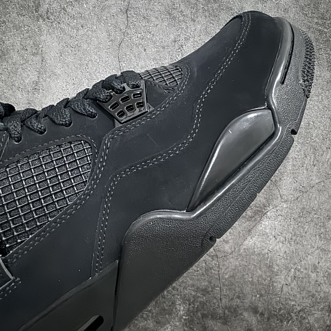 图片[6]-【GX2.0/绿X】Air Jordan AJ4 Retro \”Black Cat\” 黑猫 CU1110-010 圈内最强四代 耗时半年巨作 全套原纸板楦头开发 原厂特供皮料加持 确保原汁原味 完美呈现四代版型 一比一鞋头弧度高度鞋身弧度 数据细节工艺流程均保持原鞋一致 原厂TPU网格鞋带扣 正确内里网布 菱角分明不变形无多余毛边 柔软性质感一致于原鞋 市场唯一原厂鞋扣模具 背面可见隐藏注塑口 原厂织唛标 原厂飞人电绣工艺 尾指中部跳三针 独家绑鞋带手法 印刷中底布 四线拉帮 米色美纹纸贴合固定 进口港宝加持 后跟自然饱满 全鞋荧光划线卡点 追求极致完美 每一双都是工艺品 多重QC质检 超越公司货的品控标准 实实在在的免检产品  尺码：40 40.5 41 42 42.5 43 44 44.5 45 45.5 46 47.5 48.5-莆田鞋批发中心