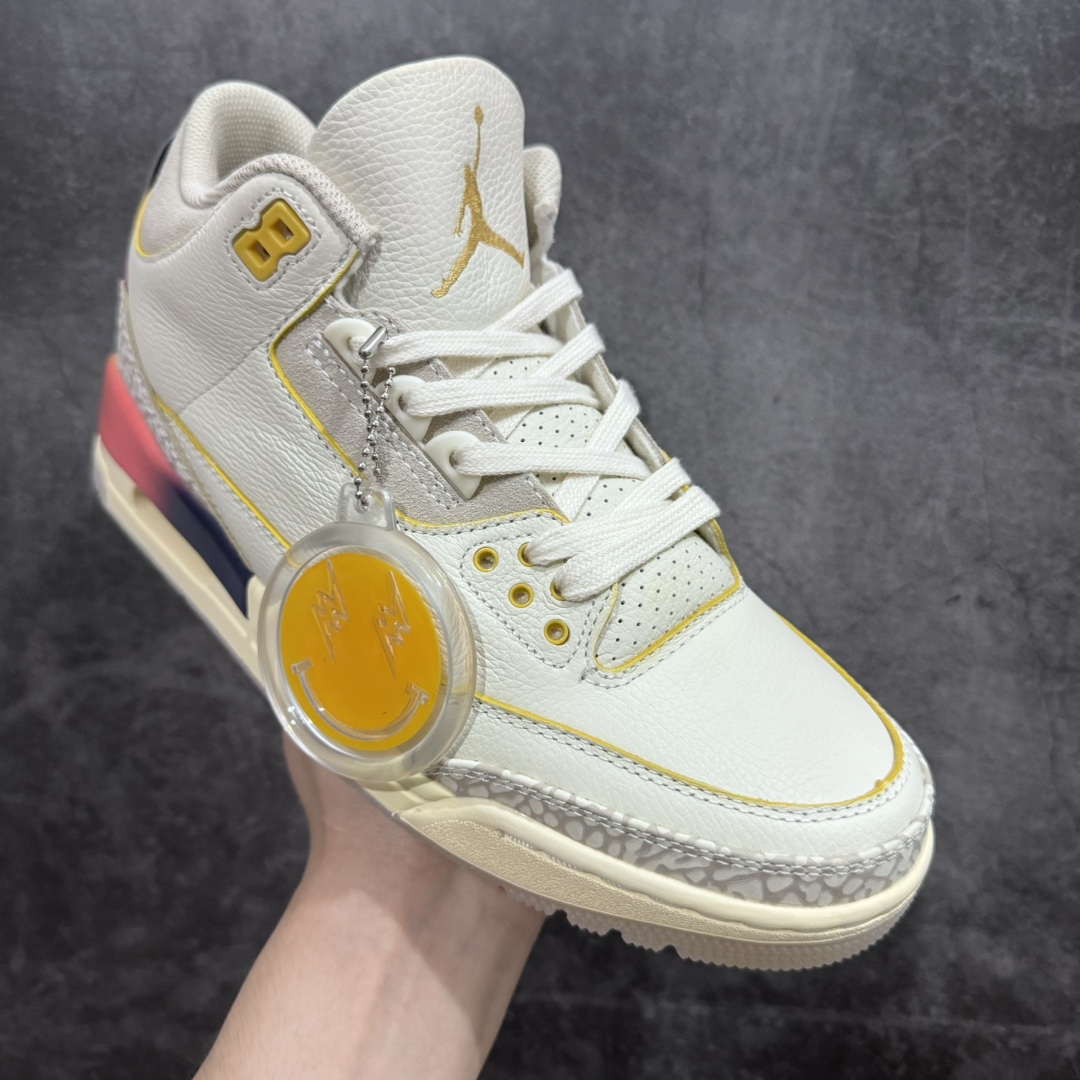 250 【i8福利版】J Balvin x Air Jordan AJ3 联名白蓝红 彩虹渐变 FN0344-901