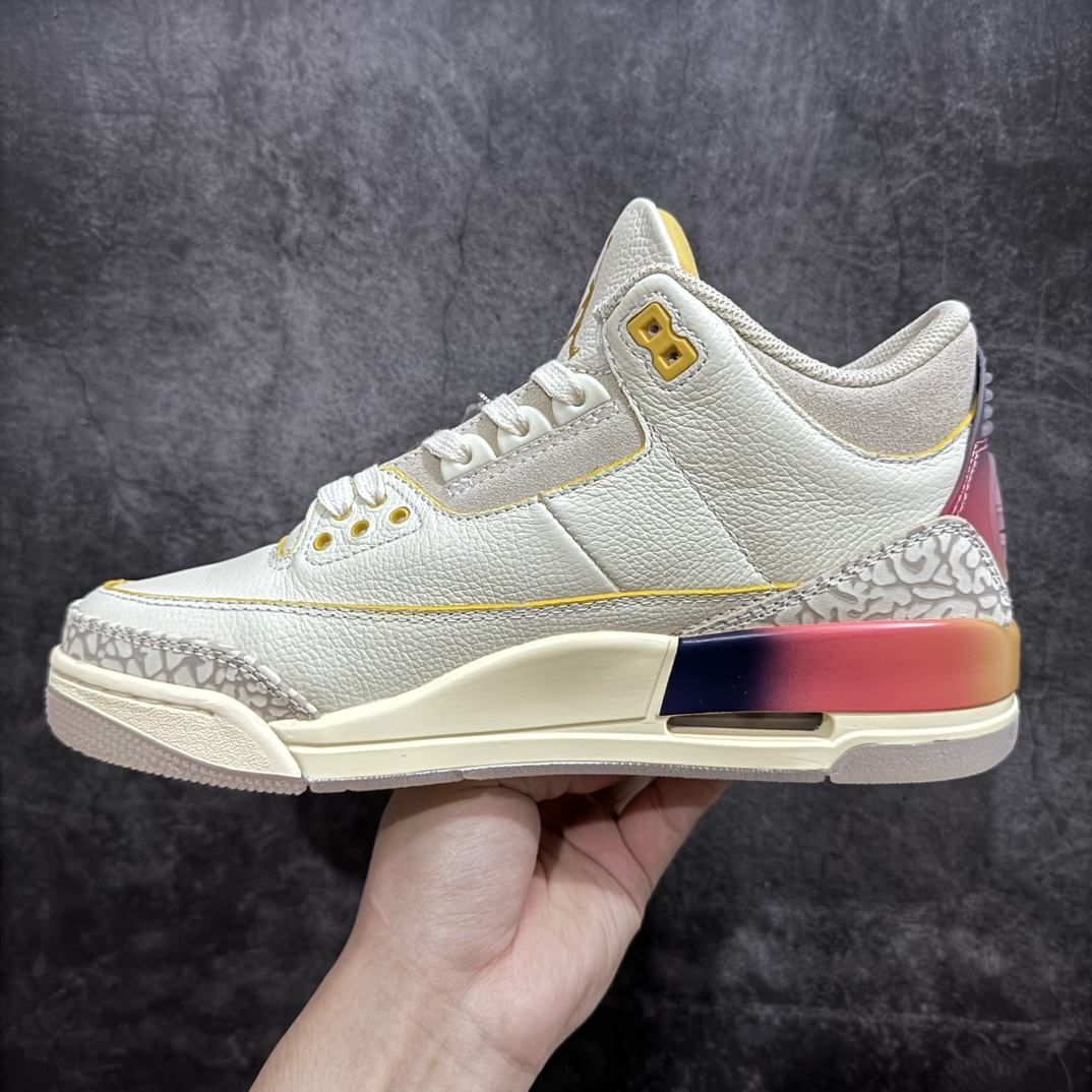 250 【i8福利版】J Balvin x Air Jordan AJ3 联名白蓝红 彩虹渐变 FN0344-901