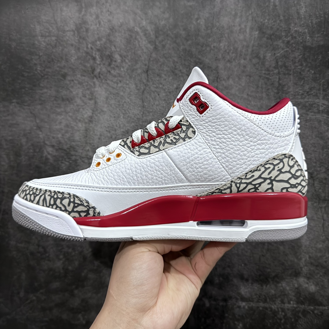 450 【X版纯原】aj3 白红水泥 白酒红 新货全码出货 Air Jordan 3 Retro ”Cardinal Red” 复古篮球鞋 CT8532-126