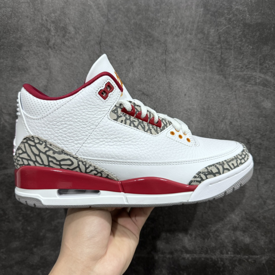 【X版纯原】aj3 白红水泥 白酒红 新货全码出货nAir Jordan 3 Retro \”Cardinal Red\” 复古篮球鞋 白酒红 红雀 尺码：40-47.5（含半码） 货号：CT8532-126-莆田鞋批发中心