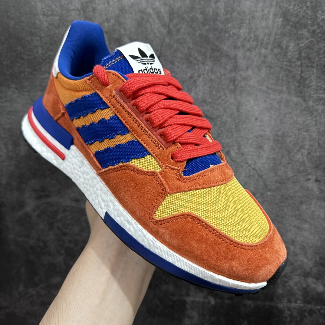 280 【外贸纯原版】Adidas Originals ZX500 RM Boost"SON GOKU"系列低帮爆米花高弹复古休闲运动百搭跑鞋“联名橙蓝孙悟空”D97046