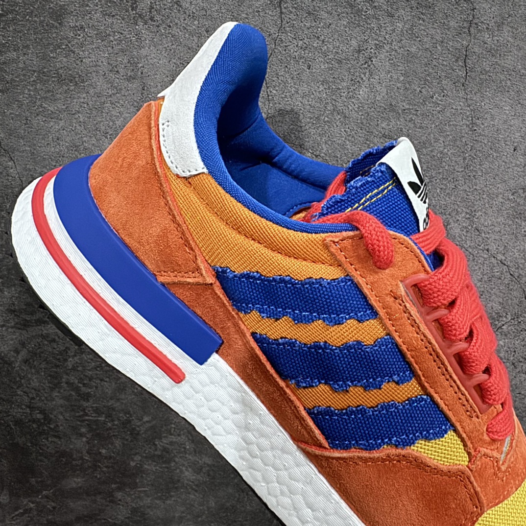 280 【外贸纯原版】Adidas Originals ZX500 RM Boost"SON GOKU"系列低帮爆米花高弹复古休闲运动百搭跑鞋“联名橙蓝孙悟空”D97046