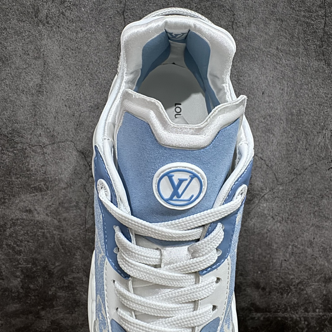 [Guangdong top pure original] LV low-top blue and white Louis Vuitton Louis Vuitton RUN 55 round toe lace-up low-top sports casual shoes