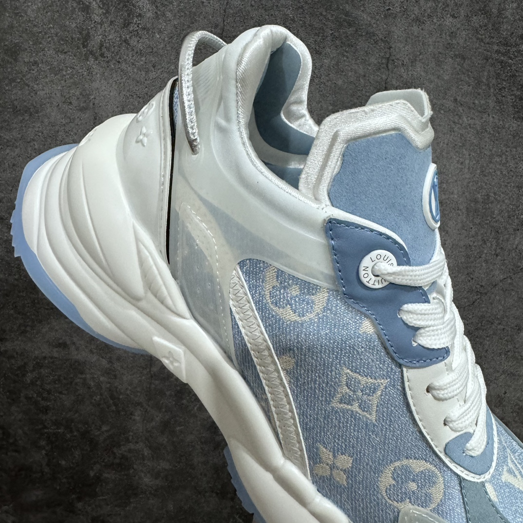 [Guangdong top pure original] LV low-top blue and white Louis Vuitton Louis Vuitton RUN 55 round toe lace-up low-top sports casual shoes