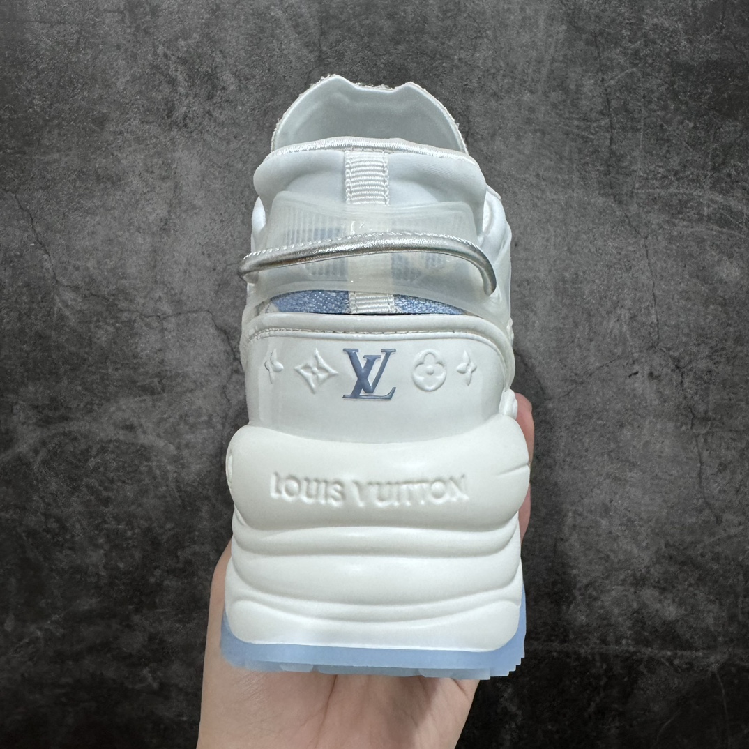 [Guangdong top pure original] LV low-top blue and white Louis Vuitton Louis Vuitton RUN 55 round toe lace-up low-top sports casual shoes