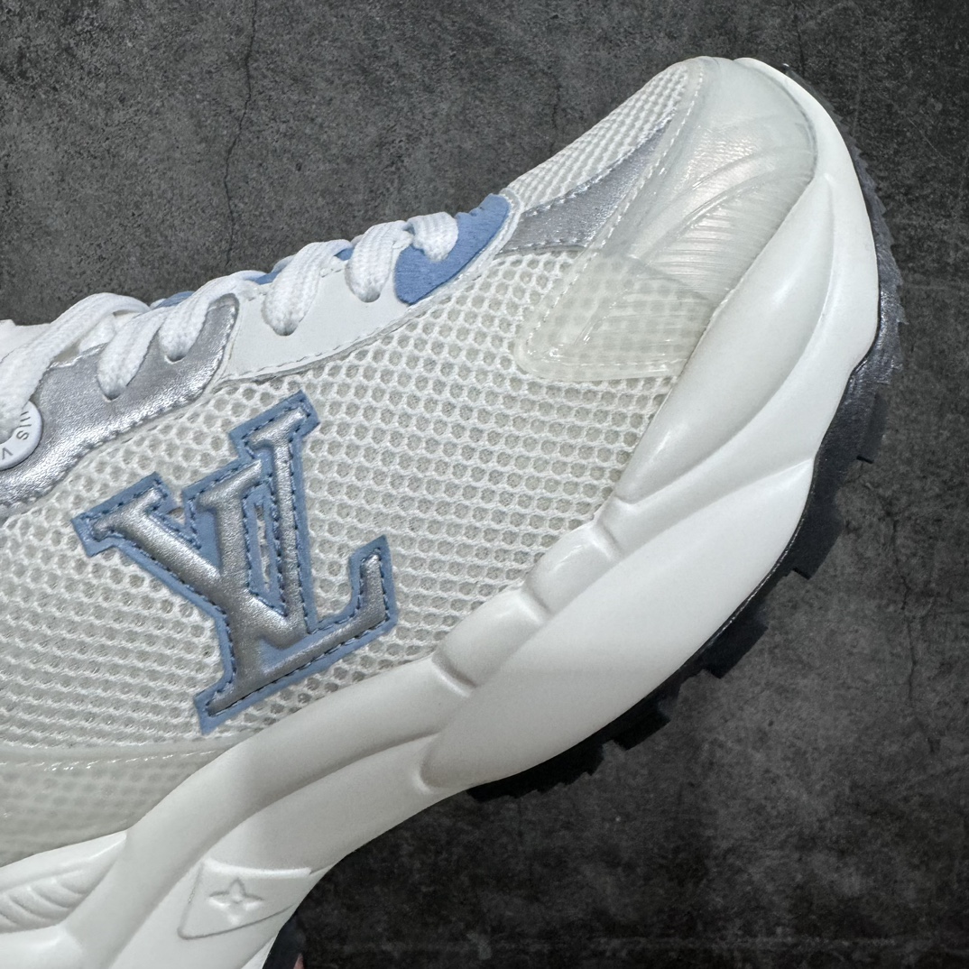 [Guangdong top pure original] LV low-top white, blue and silver Louis Vuitton Louis Vuitton RUN 55 round-toe lace-up low-top sports casual shoes