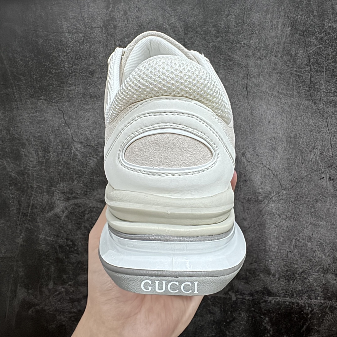 450 【广东顶级纯原】古驰Gucci Run 低帮 米白灰色 爆款G家 RUN系列 休闲运动鞋老爹鞋跑鞋