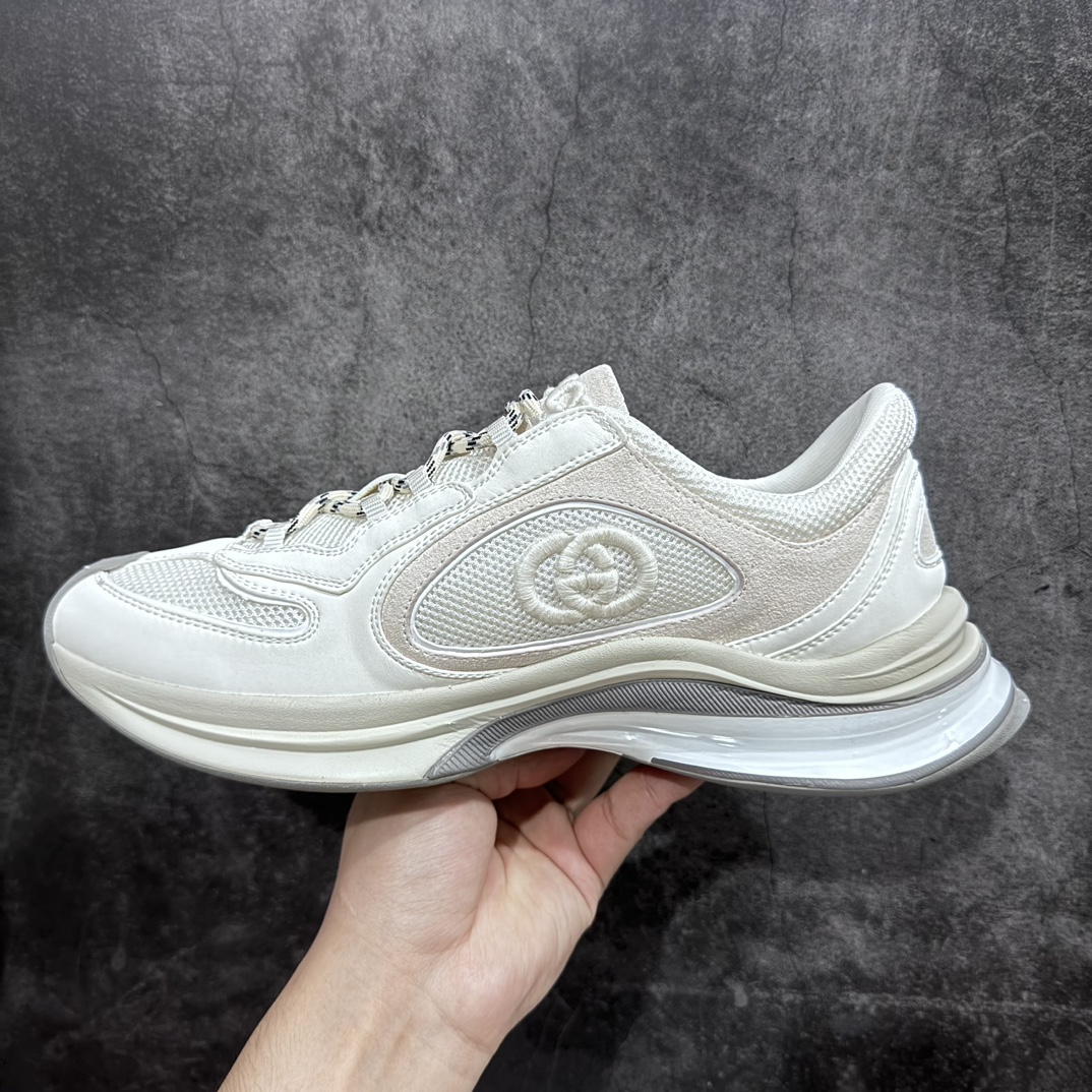 450 【广东顶级纯原】古驰Gucci Run 低帮 米白灰色 爆款G家 RUN系列 休闲运动鞋老爹鞋跑鞋