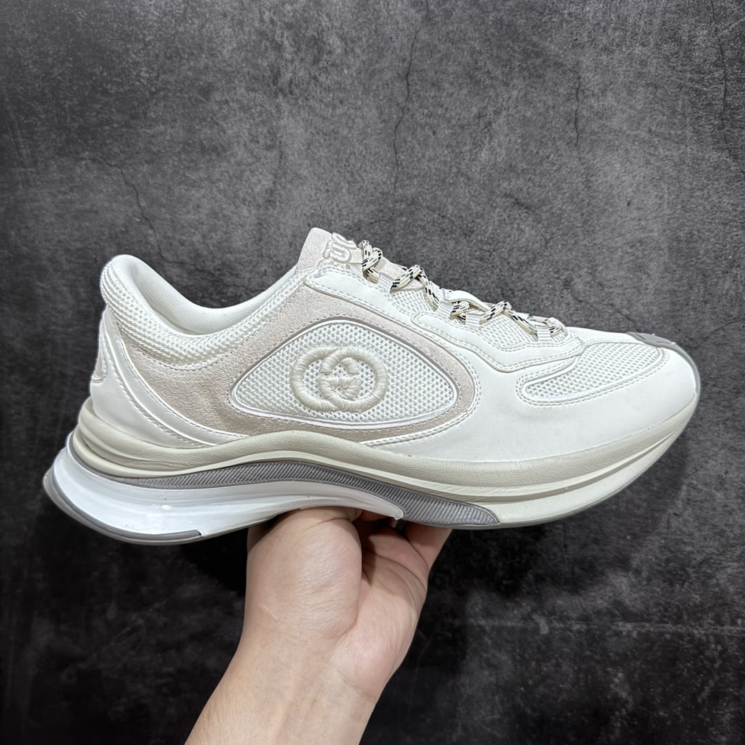 450 【广东顶级纯原】古驰Gucci Run 低帮 米白灰色 爆款G家 RUN系列 休闲运动鞋老爹鞋跑鞋