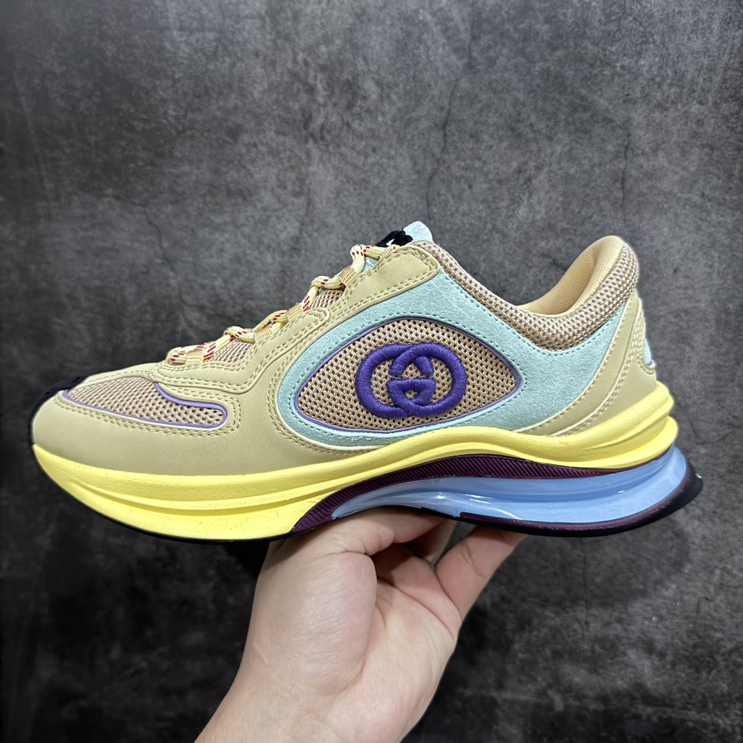 450 【广东顶级纯原】古驰Gucci Run 低帮 米黄色 爆款G家 RUN系列 休闲运动鞋老爹鞋跑鞋