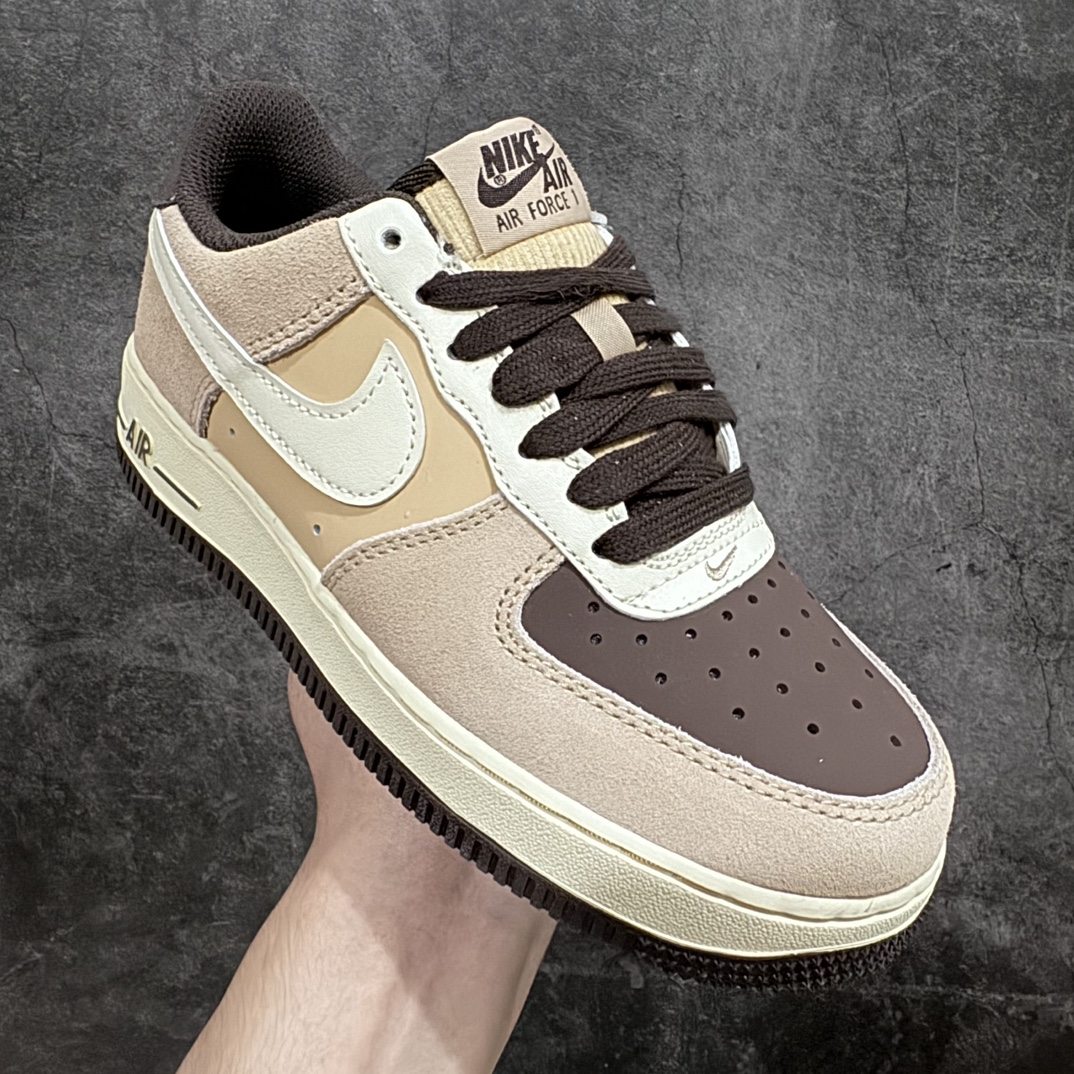 Nk Air Force 1'07 Low Black Moon Color Beige Brown Stitching Air Force One Low-top Casual Sneakers FB8878-200