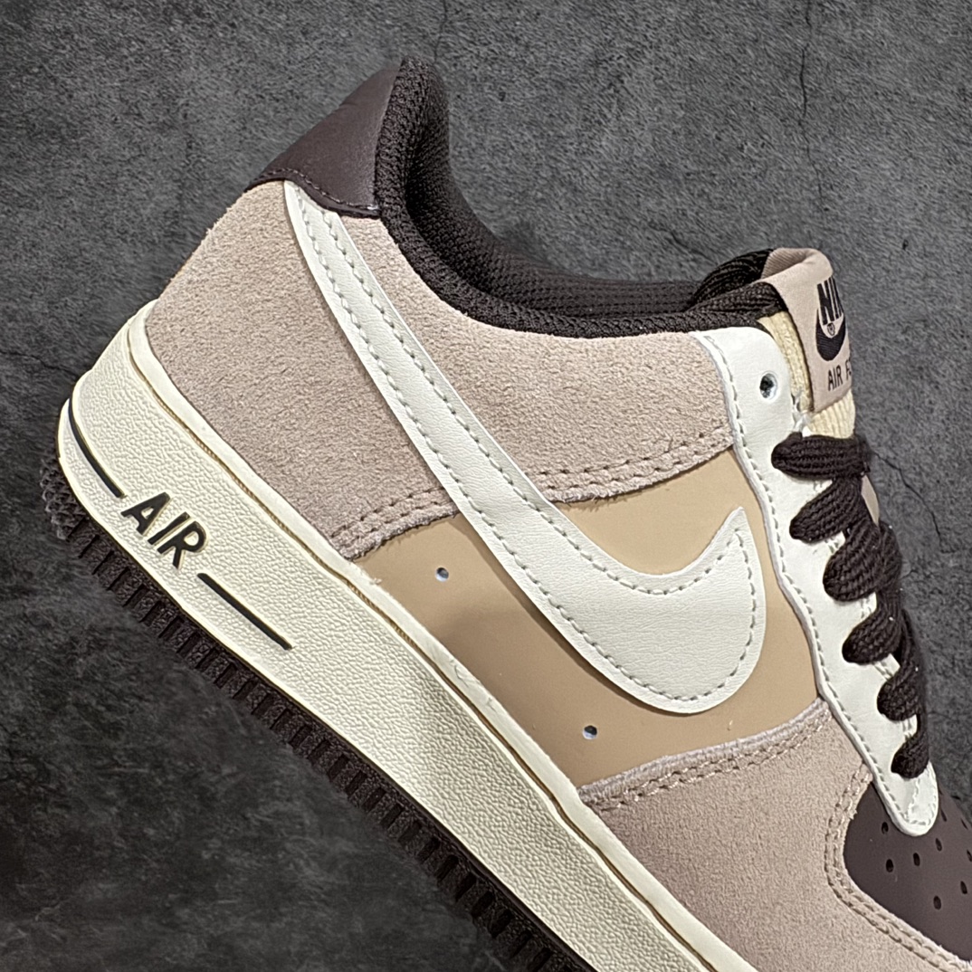 Nk Air Force 1'07 Low Black Moon Color Beige Brown Stitching Air Force One Low-top Casual Sneakers FB8878-200