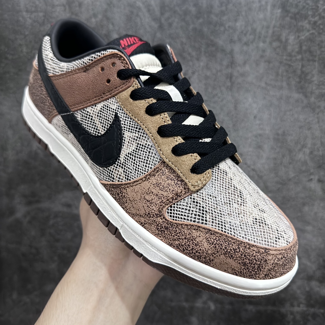 [Pure original L version] Nk Dunk Low limited edition snake pattern mocha SB low-top casual skateboard shoes FJ5434-120