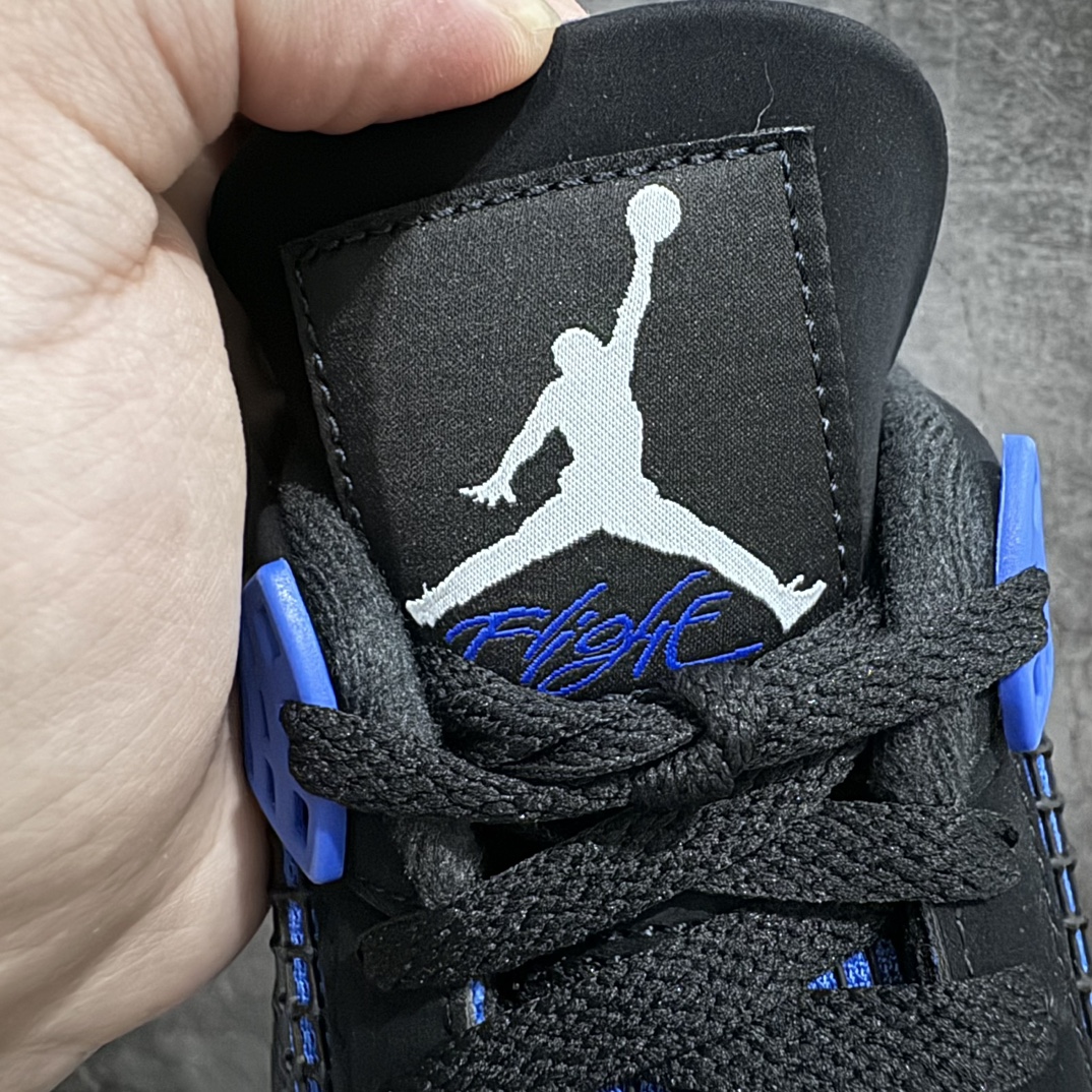 图片[4]-【TK至尊版】Air Jordan 4 Retro AJ4 乔4黑蓝 皇家蓝  CT8527-018nn目前市面所有大厂中 品质材料细节最好的一个版本n原汁原味完美呈现四代版型 一比一鞋头弧度高度趴度鞋身弧度原厂麂皮绒皮料材质 数据细节工艺流程均保持公司一致细节品控鞋型随意秒杀市面版本  原厂TPU网格鞋带扣 正确内里网布 菱角分明不变形无多余毛边 柔软性质感一致于原鞋 原厂织唛标 原厂飞人电绣工艺 独家绑鞋带手法 印刷中底布 四线拉帮 米色美纹纸贴合固定 进口港宝加持 后跟自然饱满 全鞋荧光划线卡点 追求极致完美 每一双都是工艺品 多重QC质检 超越公司货的品控标准 实实在在的免检产品  尺码：40 40.5 41 42 42.5 43 44 44.5 45 46 47.5nn 尺码：40 40.5 41 42 42.5 43 44 44.5 45 46 47.5-莆田鞋批发中心