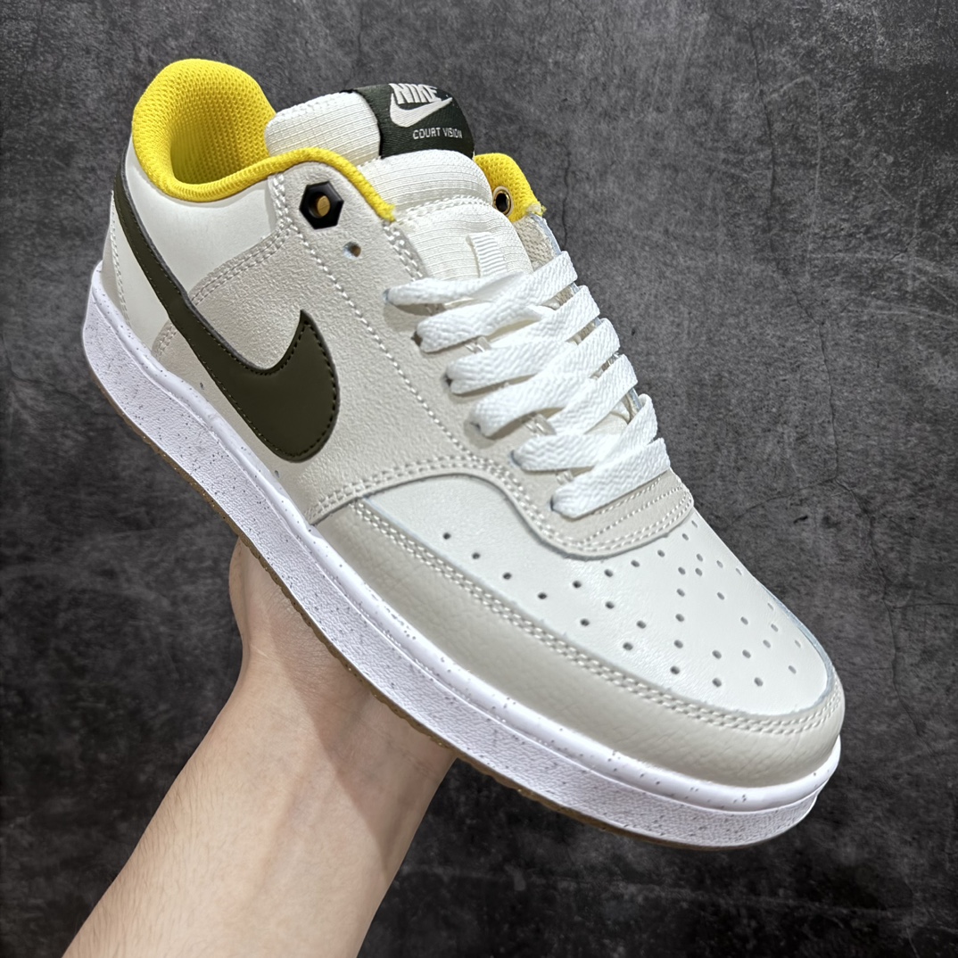 [Pure original] Nike Court Vision Low Small Air Force Light Gray Army Green Casual Sports Shoes FV3630-131