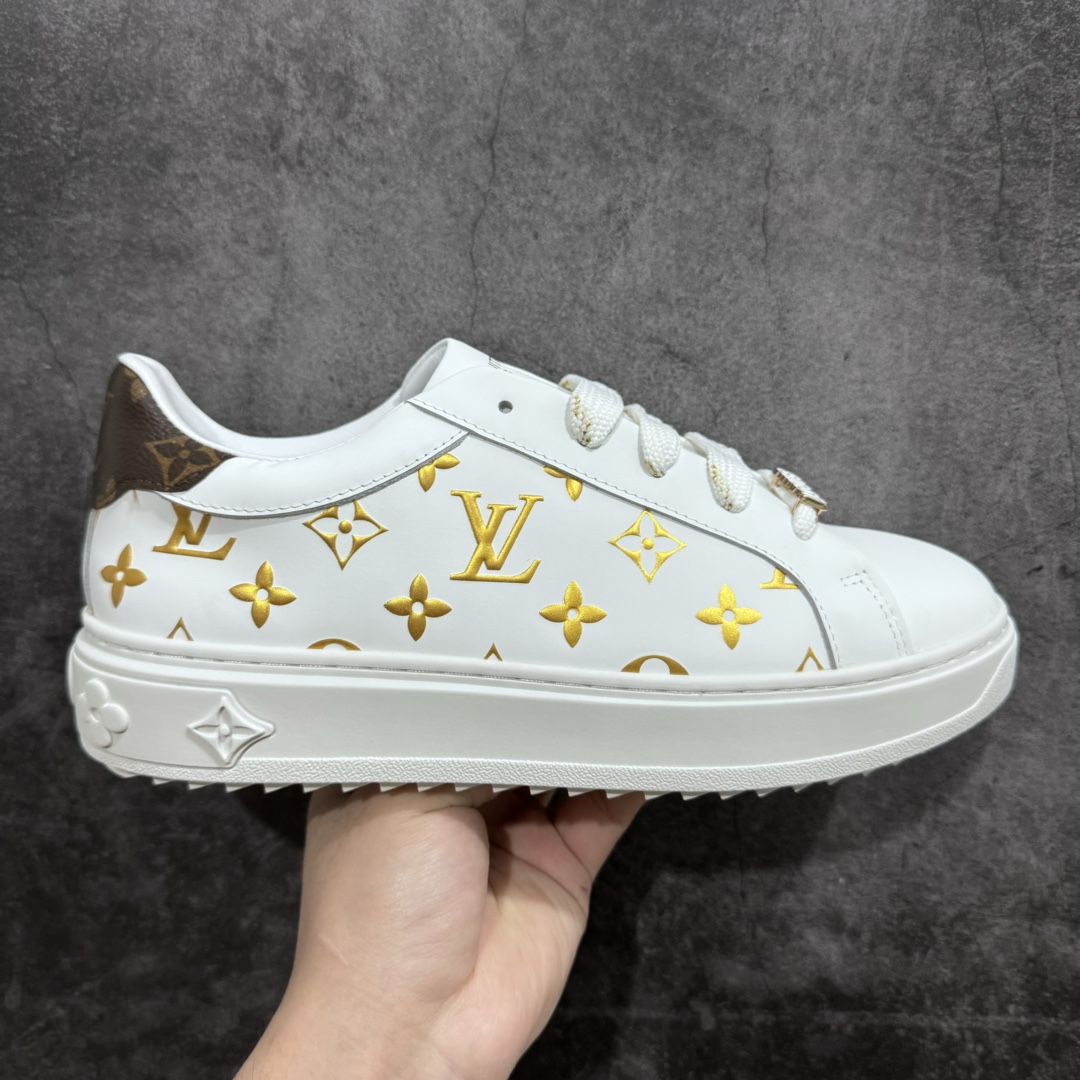 【广东顶级纯原】Louis Vuitton Time Out Low Sneaker LV 舒畅系列休闲松糕锯齿底系列板鞋n配件抽屉礼盒 防尘布袋 身份卡 小票采用软质粒面头层牛革拼接制成鞋面材质高密度电脑车线工艺 小牛真皮内里贴附nPU超软脚感乳胶鞋垫 外置隔色厚实橡胶大底 Size：35-45-莆田鞋批发中心