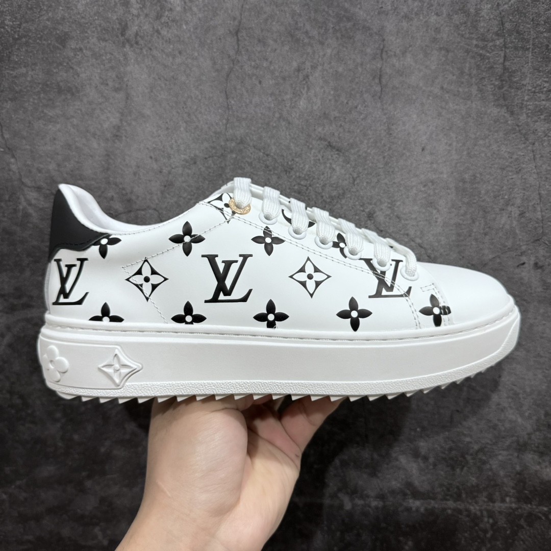 【广东顶级纯原】Louis Vuitton Time Out Low Sneaker LV 舒畅系列休闲松糕锯齿底系列板鞋n配件抽屉礼盒 防尘布袋 身份卡 小票采用软质粒面头层牛革拼接制成鞋面材质高密度电脑车线工艺 小牛真皮内里贴附nPU超软脚感乳胶鞋垫 外置隔色厚实橡胶大底 Size：35-45-莆田鞋批发中心