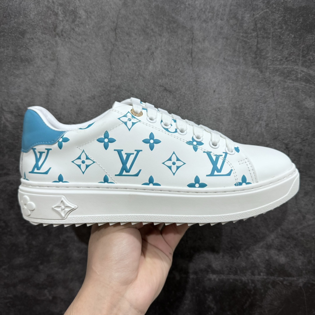 【广东顶级纯原】Louis Vuitton Time Out Low Sneaker LV 舒畅系列休闲松糕锯齿底系列板鞋n配件抽屉礼盒 防尘布袋 身份卡 小票采用软质粒面头层牛革拼接制成鞋面材质高密度电脑车线工艺 小牛真皮内里贴附nPU超软脚感乳胶鞋垫 外置隔色厚实橡胶大底 Size：35-45-莆田鞋批发中心