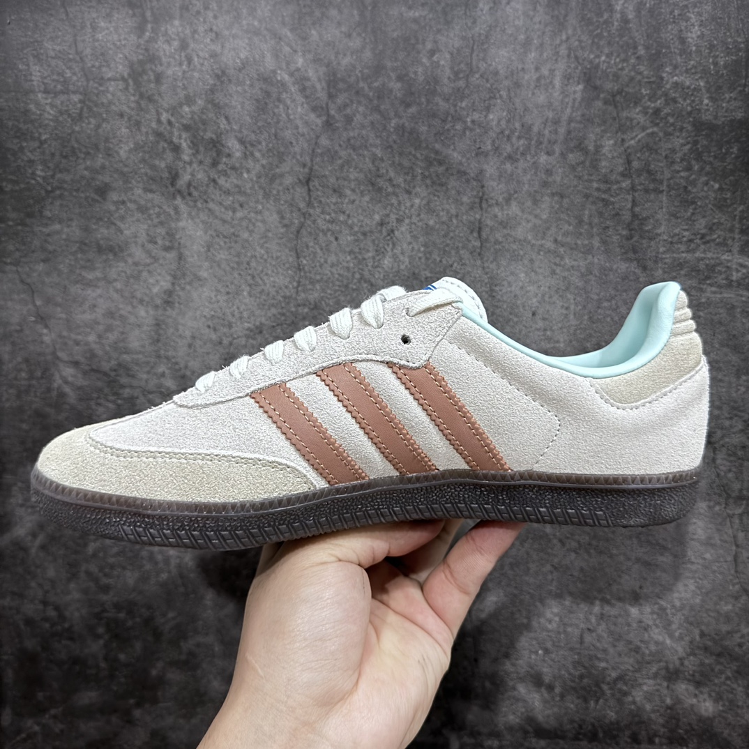 200 【纯原版】Adidas Originals Samba Vegan OG桑巴舞板鞋“浅灰脏粉薄荷绿焦糖底”ID2047