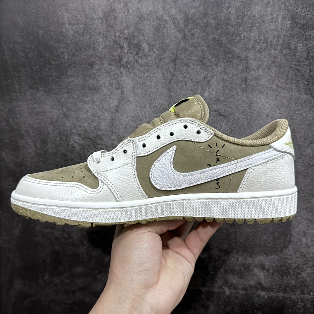 图片[2]-【OG纯原版】Travis Scott x Air Jordan AJ1 Low Golf \”Olive\” TS联名倒钩高尔夫低帮6.0 FZ3124-200nn顶级大厂代号版本所有皮料均来自原厂 所有细节均多次校对针车效果同步原鞋 刺绣拉到原厂定做原楦原纸板开发 后跟弧度收口自然不对折 极致一眼正品既视感进口玻璃冲刀皮料裁剪超干净零毛边 承诺百分百一致原鞋 鞋面清洁度最高 QC检验标准 控制溢胶 鞋盒、防尘纸 配件鞋带 均采购来自原厂 尺码：36-47.5-莆田鞋批发中心