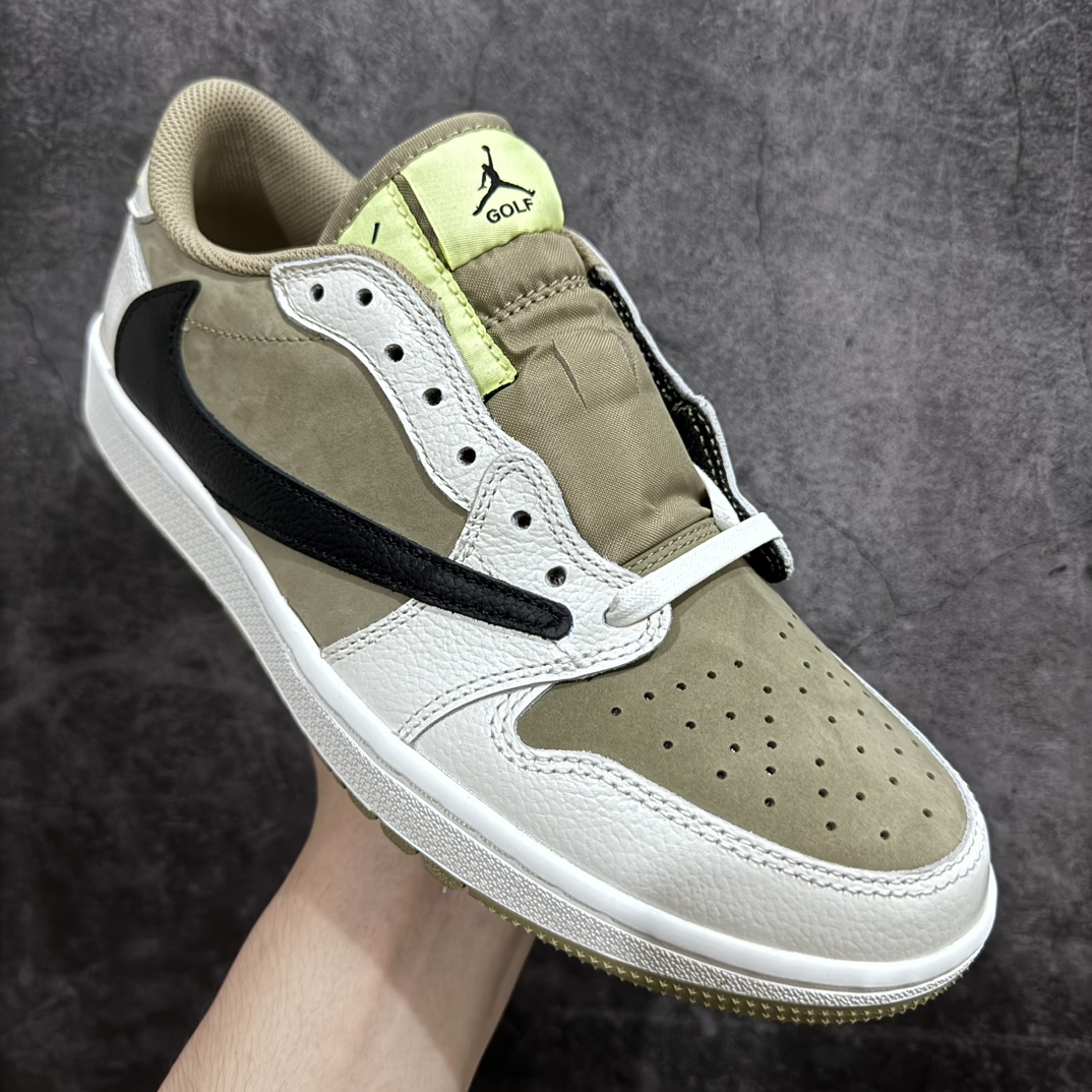 图片[3]-【OG纯原版】Travis Scott x Air Jordan AJ1 Low Golf \”Olive\” TS联名倒钩高尔夫低帮6.0 FZ3124-200nn顶级大厂代号版本所有皮料均来自原厂 所有细节均多次校对针车效果同步原鞋 刺绣拉到原厂定做原楦原纸板开发 后跟弧度收口自然不对折 极致一眼正品既视感进口玻璃冲刀皮料裁剪超干净零毛边 承诺百分百一致原鞋 鞋面清洁度最高 QC检验标准 控制溢胶 鞋盒、防尘纸 配件鞋带 均采购来自原厂 尺码：36-47.5-莆田鞋批发中心