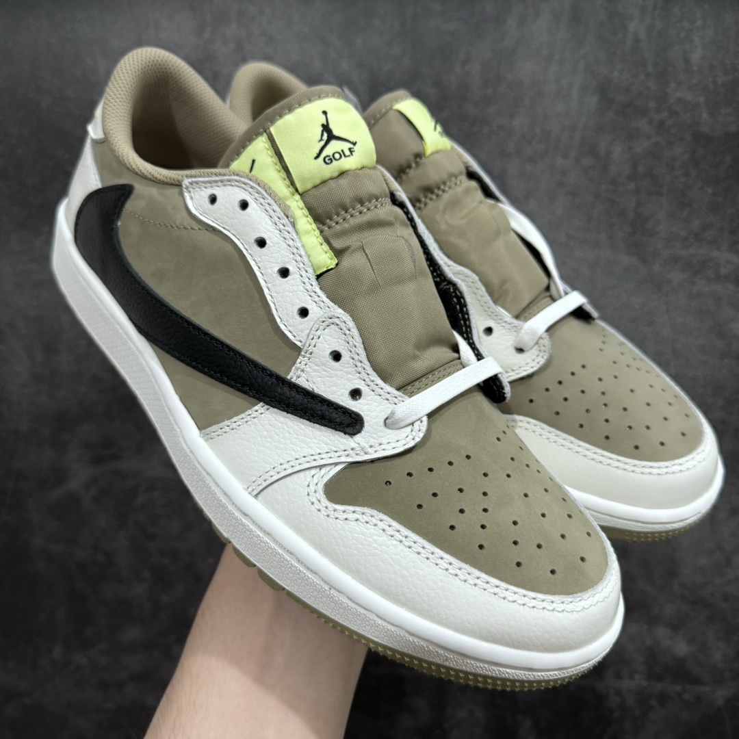 【OG纯原版】Travis Scott x Air Jordan AJ1 Low Golf \”Olive\” TS联名倒钩高尔夫低帮6.0 FZ3124-200nn顶级大厂代号版本所有皮料均来自原厂 所有细节均多次校对针车效果同步原鞋 刺绣拉到原厂定做原楦原纸板开发 后跟弧度收口自然不对折 极致一眼正品既视感进口玻璃冲刀皮料裁剪超干净零毛边 承诺百分百一致原鞋 鞋面清洁度最高 QC检验标准 控制溢胶 鞋盒、防尘纸 配件鞋带 均采购来自原厂 尺码：36-47.5-莆田鞋批发中心