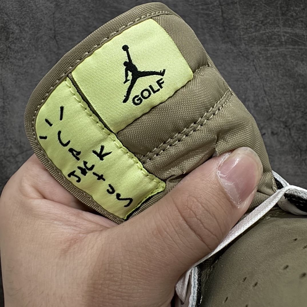 图片[6]-【OG纯原版】Travis Scott x Air Jordan AJ1 Low Golf \”Olive\” TS联名倒钩高尔夫低帮6.0 FZ3124-200nn顶级大厂代号版本所有皮料均来自原厂 所有细节均多次校对针车效果同步原鞋 刺绣拉到原厂定做原楦原纸板开发 后跟弧度收口自然不对折 极致一眼正品既视感进口玻璃冲刀皮料裁剪超干净零毛边 承诺百分百一致原鞋 鞋面清洁度最高 QC检验标准 控制溢胶 鞋盒、防尘纸 配件鞋带 均采购来自原厂 尺码：36-47.5-莆田鞋批发中心