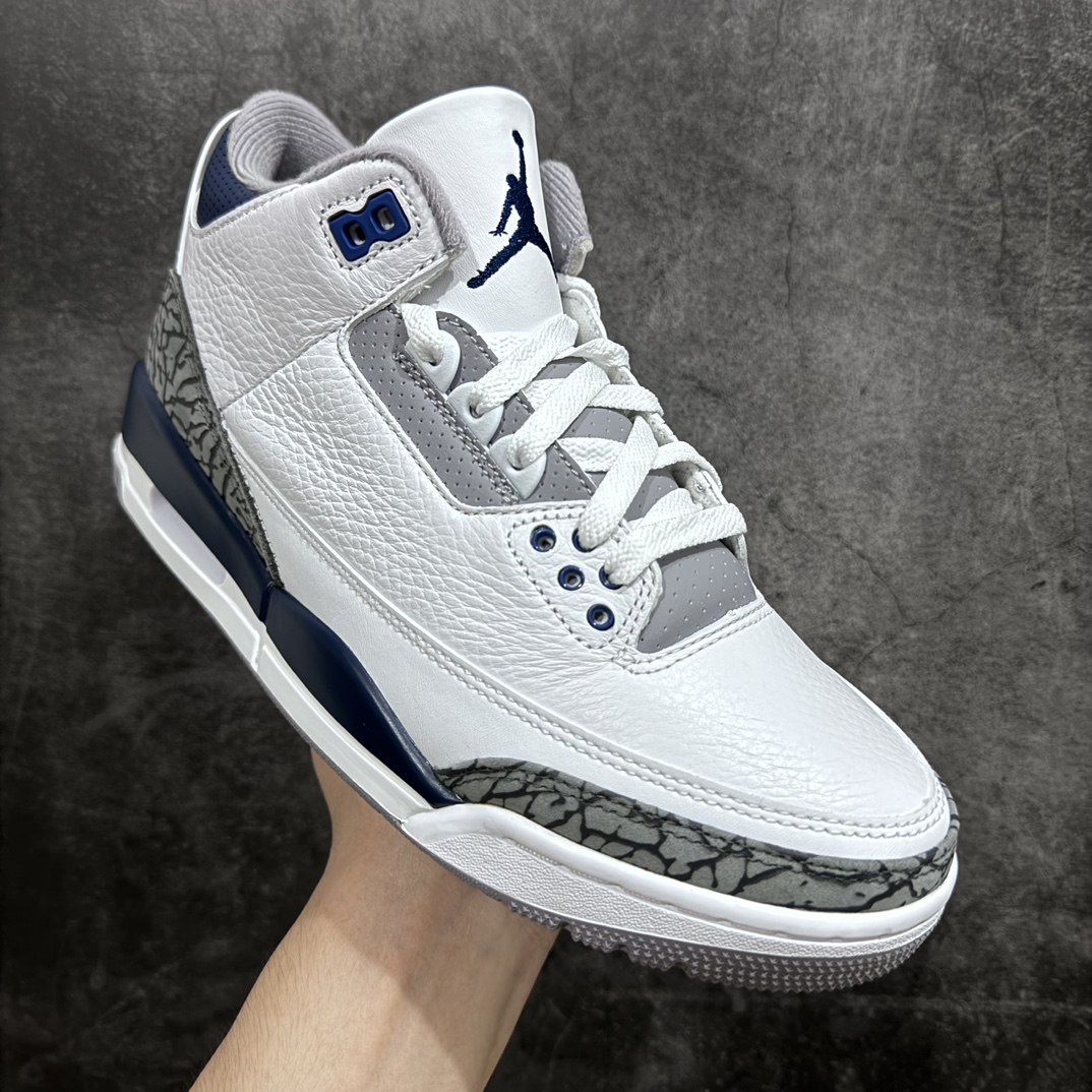 450 【X版纯原】Air Jordan 3 ”White Navy ” 潮流复古篮球鞋 男款 灰黑色灰蓝水泥 CT8532-140