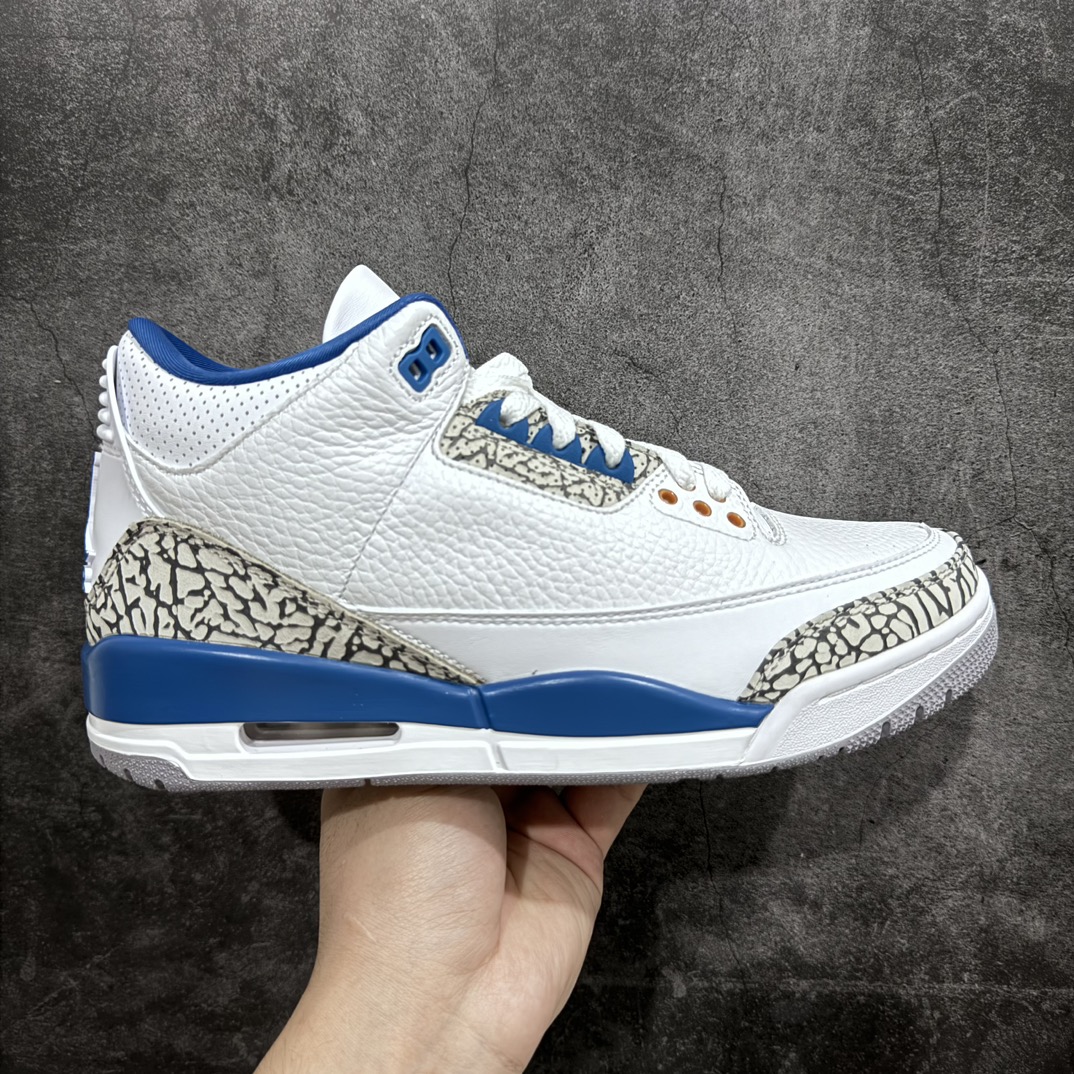 【渠道LJ版本】Air Jordan 3 Retro \” White and True Blue \” AJ奇才 男子文化篮球鞋 CT8532-148n原楦原纸板开发 确保原汁原味原厂皮料质感色泽绝无偏差完美中底拉帮 原厂中底钢印 原档案大底 如假白送 大底纹路气垫通透度PU的回弹性均百分百还原原厂电绣鞋舌飞人刺绣针数立体讲究精细欢迎对比正品原鞋SIZE：40 40.5 41 42 42.5 43 44 44.5 45 46 47.5-莆田鞋批发中心