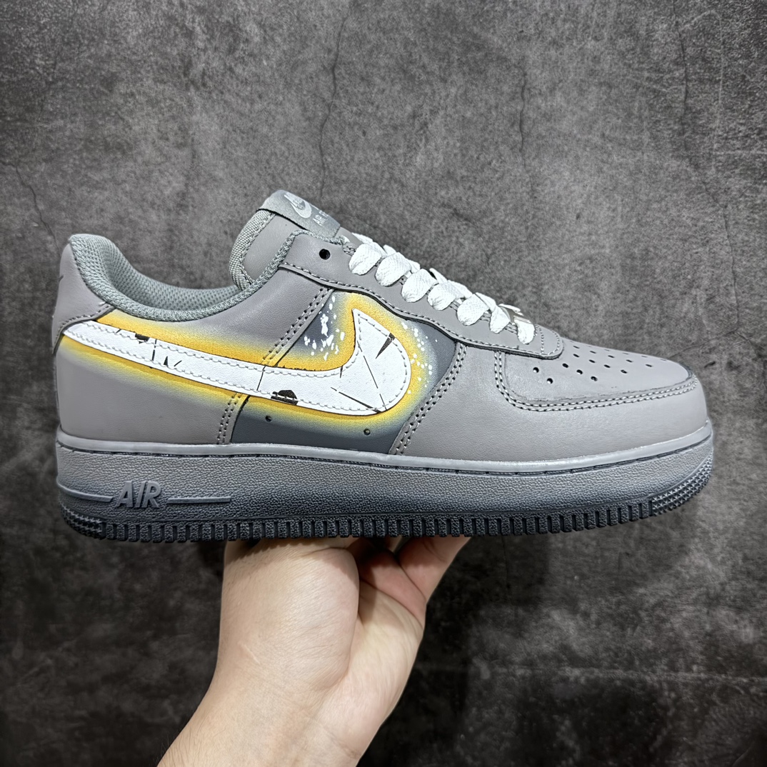 260 创意定制Nike Air Force 1 07 Low”THEMOON”空军一号系列经典低帮百搭休闲运动板鞋 达芬奇“深灰黑白浸染涂鸦”CW2288-111