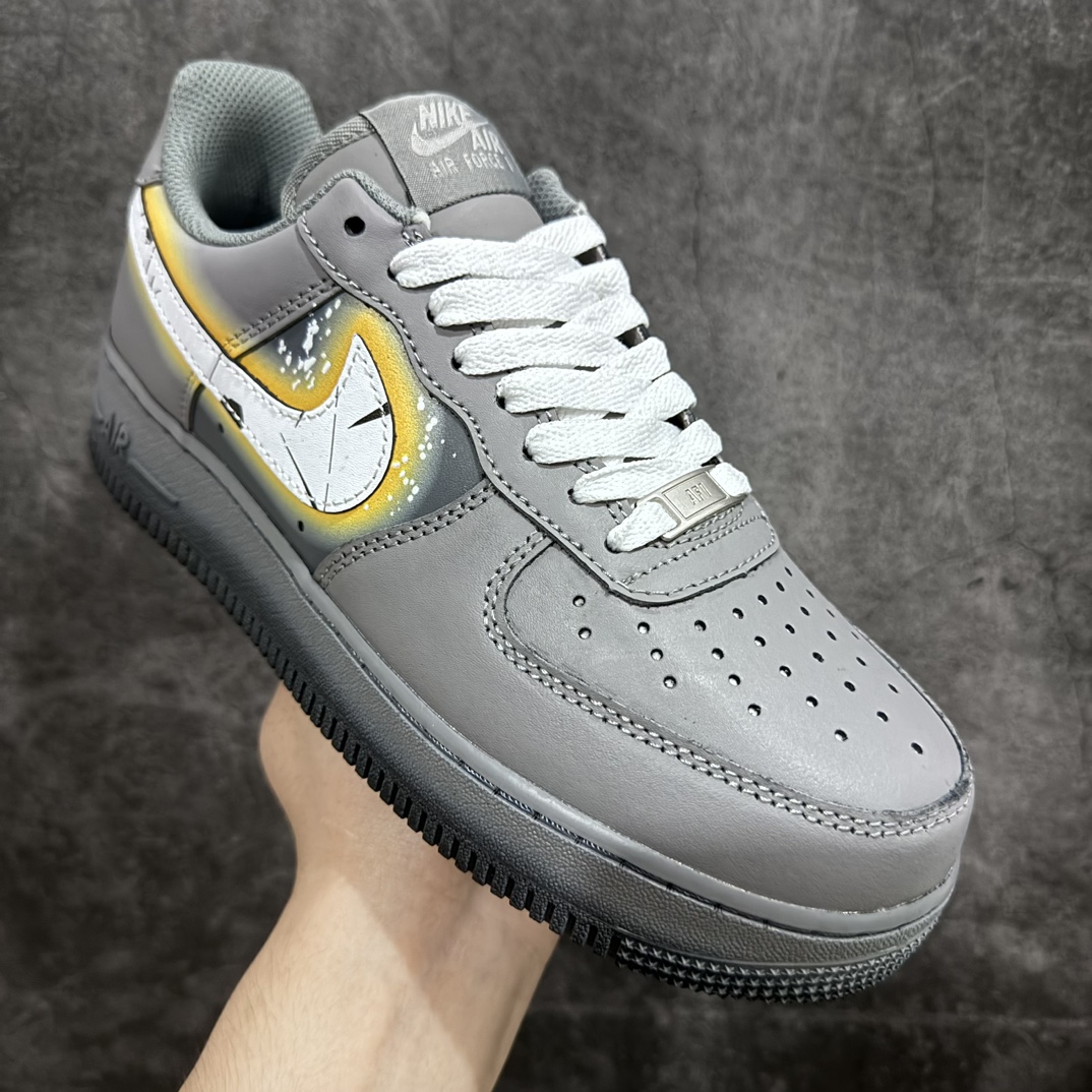 260 创意定制Nike Air Force 1 07 Low"THEMOON"空军一号系列经典低帮百搭休闲运动板鞋 达芬奇“深灰黑白浸染涂鸦”CW2288-111