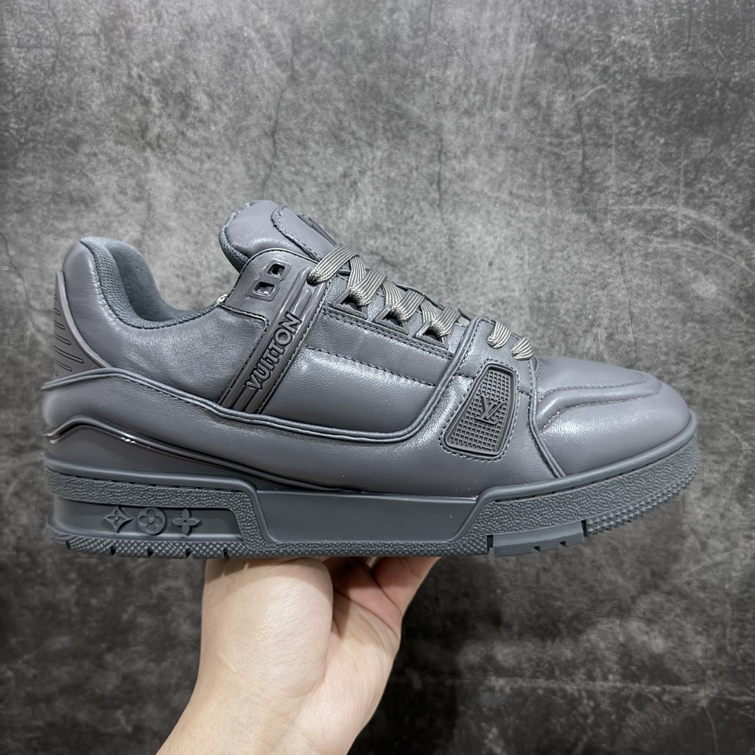 580 【广东顶级纯原】LV Trainer 微胖丁 圆头系带限定联名 深灰碳灰色