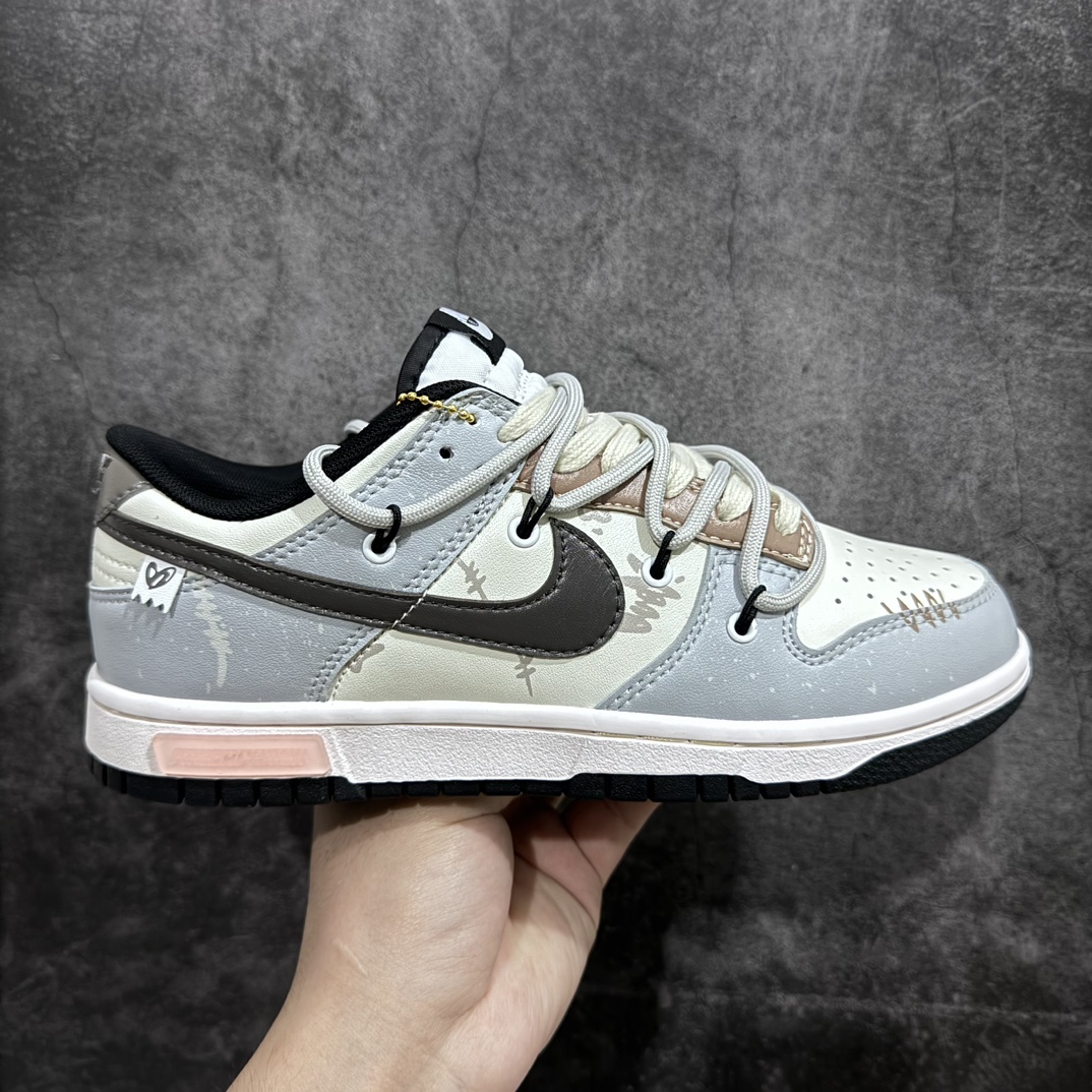 300 【K13礼盒版本】NK Dunk Low 低帮解构绑带烟灰油柑 摩卡低帮 棕灰黑 CW1590-100