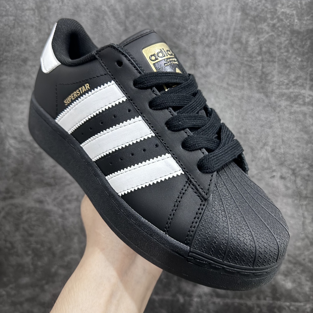 180 【纯原版】Adidas Originals Superstar XLG 贝壳头系列低帮板鞋“皮革武士黑白LOGO”IG9777