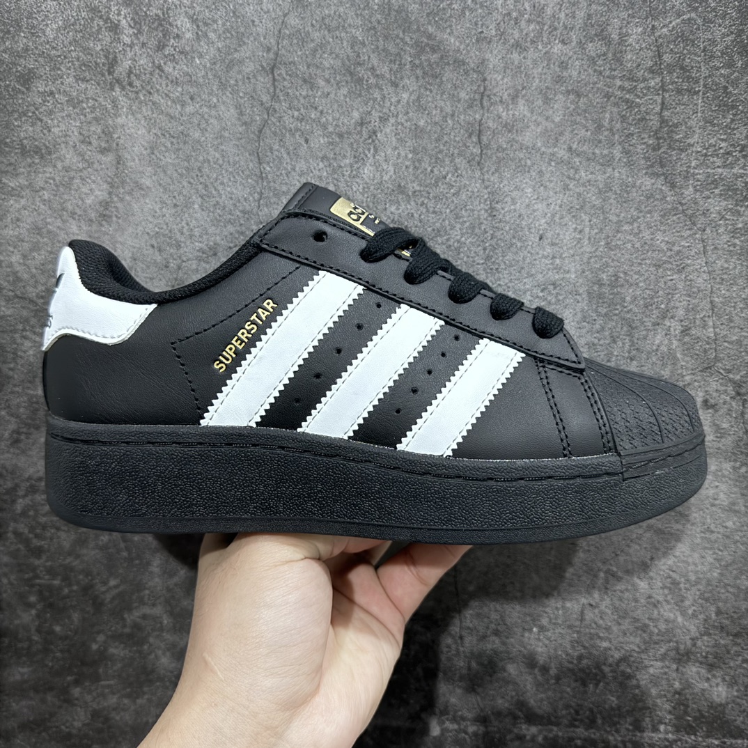 180 【纯原版】Adidas Originals Superstar XLG 贝壳头系列低帮板鞋“皮革武士黑白LOGO”IG9777