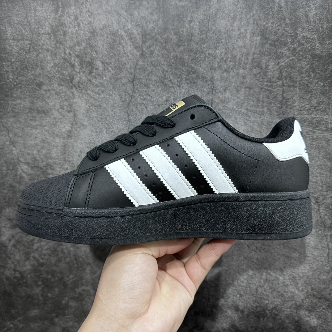 180 【纯原版】Adidas Originals Superstar XLG 贝壳头系列低帮板鞋“皮革武士黑白LOGO”IG9777