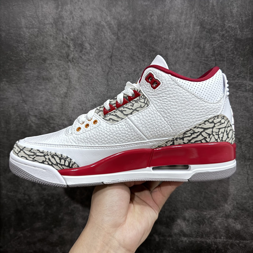 450 【渠道LJ纯原】aj3 白红水泥 白酒红 全新版本出货 Air Jordan 3 Retro ”Cardinal Red” 复古篮球鞋 CT8532-126