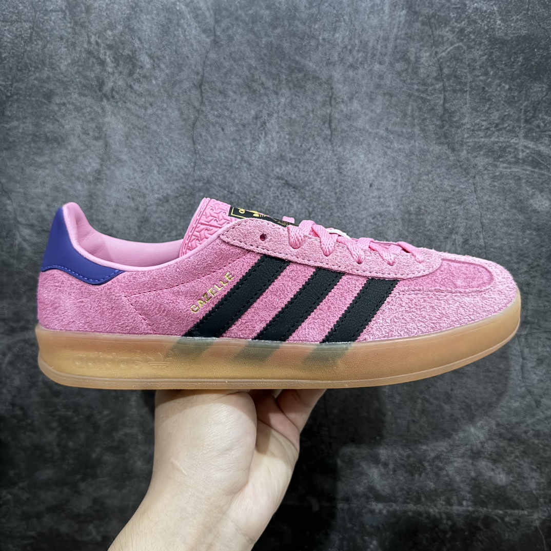 220 【纯原版】Adidas Originals Gazelle Indoor 防滑低帮T头德训鞋 粉黑IE7002