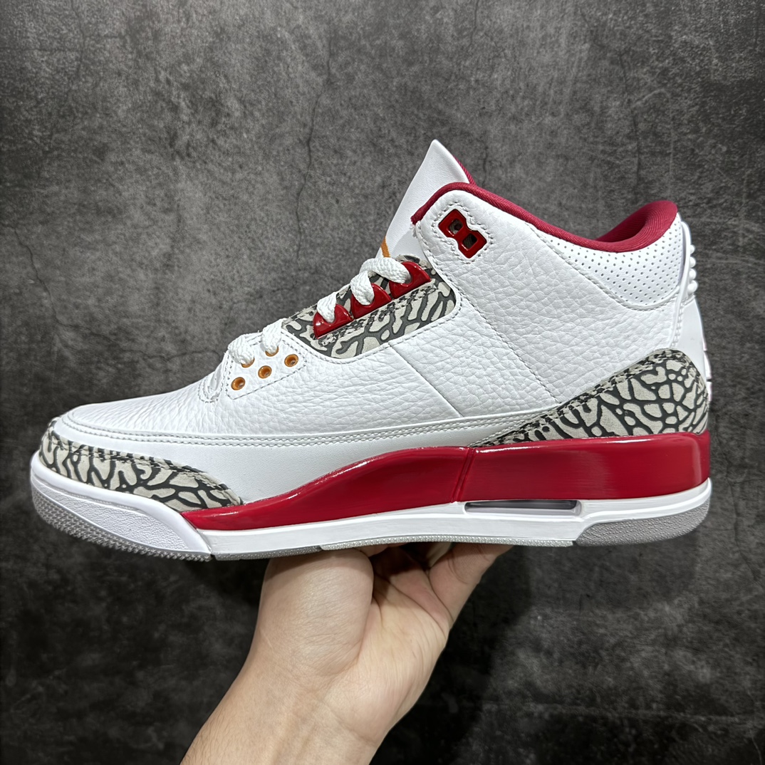 450 【纯原JS版】aj3 白红水泥 白酒红 全新版本出货 Air Jordan 3 Retro ”Cardinal Red” 复古篮球鞋 CT8532-126