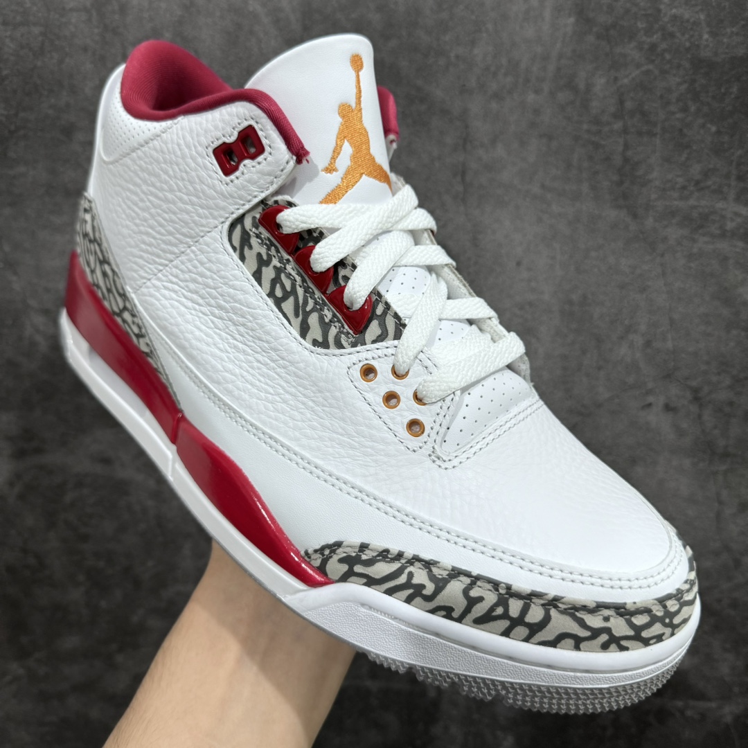 450 【纯原JS版】aj3 白红水泥 白酒红 全新版本出货 Air Jordan 3 Retro ”Cardinal Red” 复古篮球鞋 CT8532-126