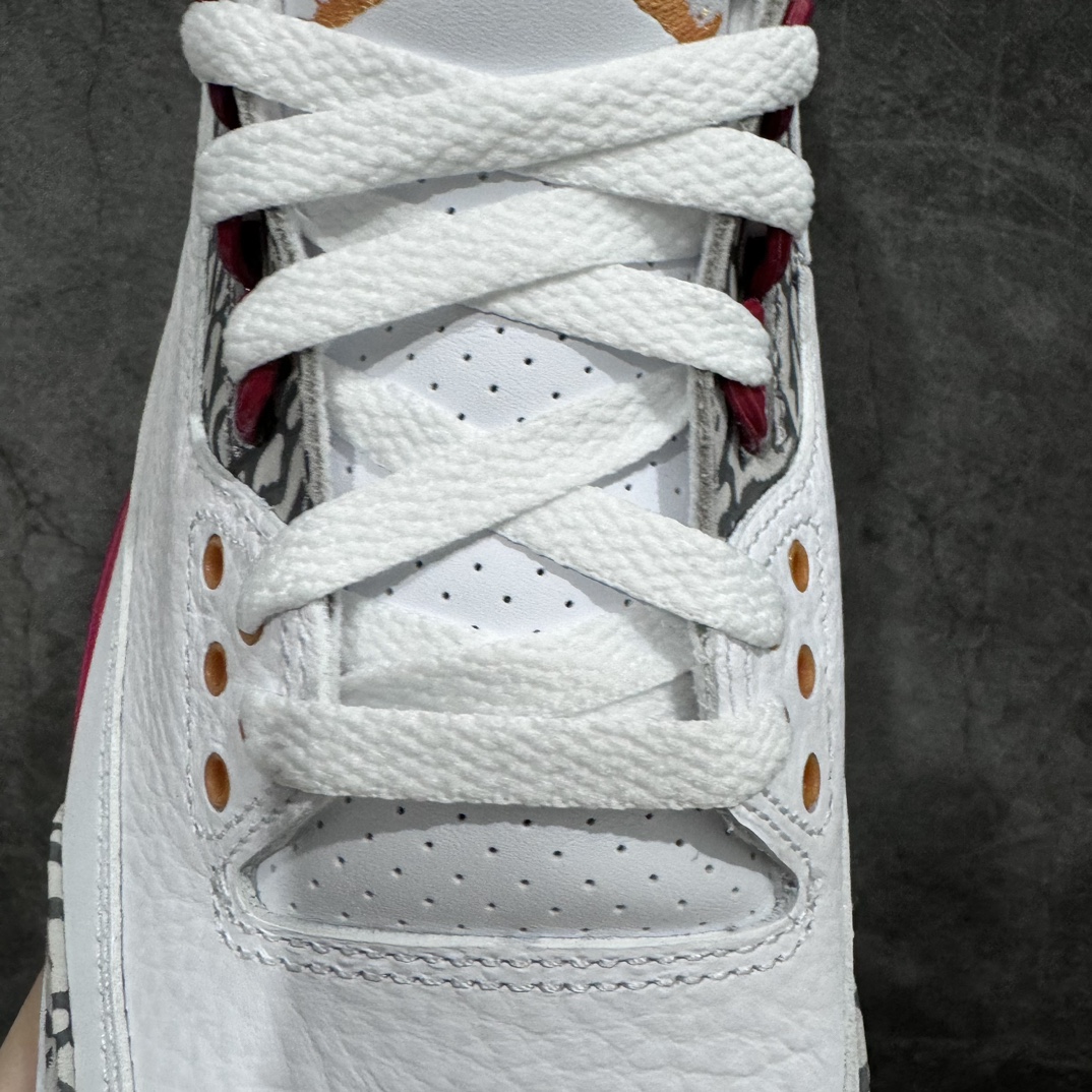 图片[3]-【纯原JS版】aj3 白红水泥 白酒红 全新版本出货nAir Jordan 3 Retro \”Cardinal Red\” 复古篮球鞋 白酒红 红雀nn国内知名头部一线大厂出品 原鞋原纸板数据开发 原厂楦头原厂组装工艺 市售唯一正确鞋型 细节最大限度还原ZP 寄售国外随意充正 多品质供应 注意区别版本n 尺码：40-47.5（含半码） 货号：CT8532-126-莆田鞋批发中心